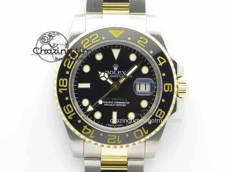 Best AAA Replica Sites Stack) II GMT-Master A3187 Best 1:1 Black Hand LN YG Wrapped Edition Noob (Correct 3642 Timeless Thick Ceramic 116713 0115